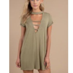 Tobi plunge into it shift dress color olive size small